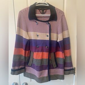 Marc By Marc Jacobs Multicolor Striped Pea Coat Sweater size large